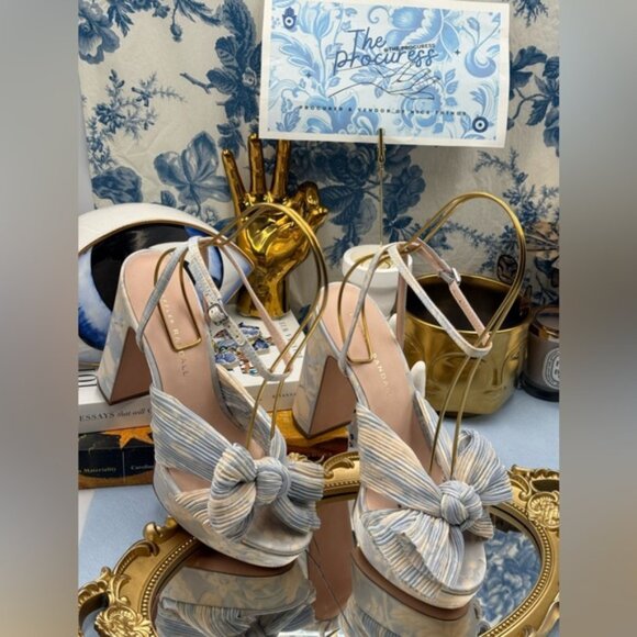 🆕 LOEFFLER RANDALL 🧿 NWOB Natalia Blue Floral Platform Sandals, Sz 7 US - Picture 3 of 15